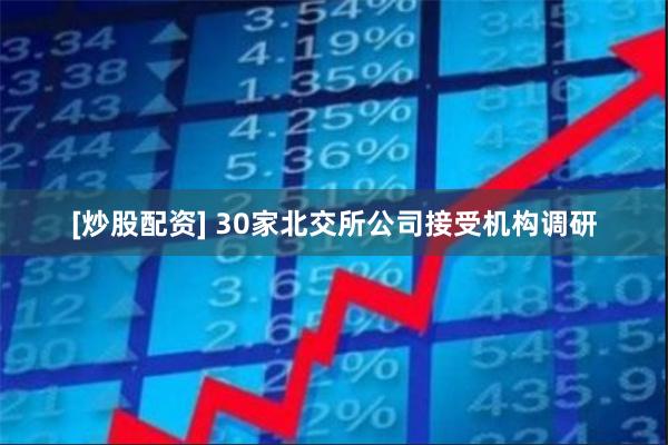 [炒股配资] 30家北交所公司接受机构调研